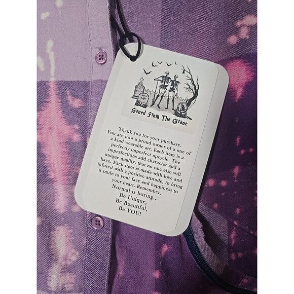 OOAK Upcycled Flannel Shacket Shirt Skeleton The Reader Book Lover Cozy Sz 2XL - Picture 6 of 12